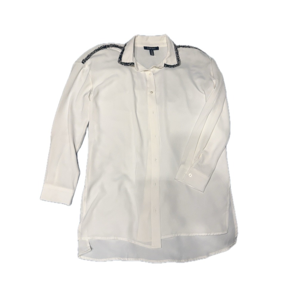 Ellen Tracy White Beaded‎ Collar Blouse – Size S